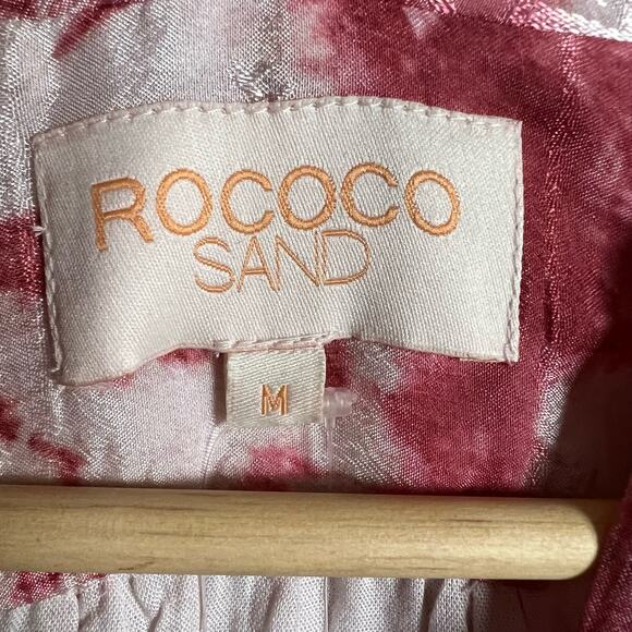 Rococo Sand Ava Rosewood Tie Dye Print Faux Wrap Ruffle Mini Dress Size M - Picture 12 of 15